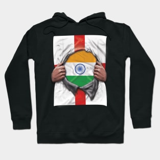 India Flag English Flag Ripped - Gift for Indian From India Hoodie